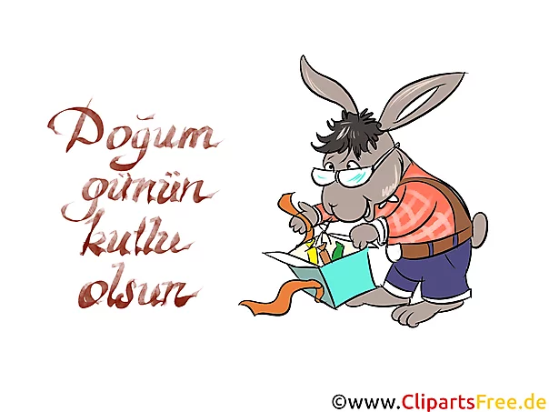 Glückwünsche zum Geburtstag auf Türkisch Clipart, Bild, Comic