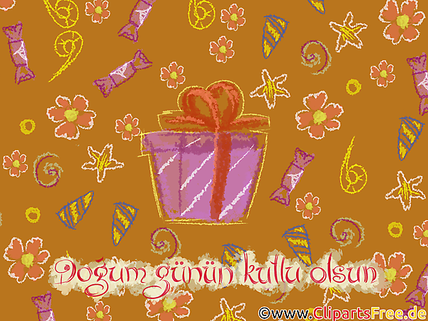 Glückwunsch zum Geburtstag auf Türkisch Bild, Illustration