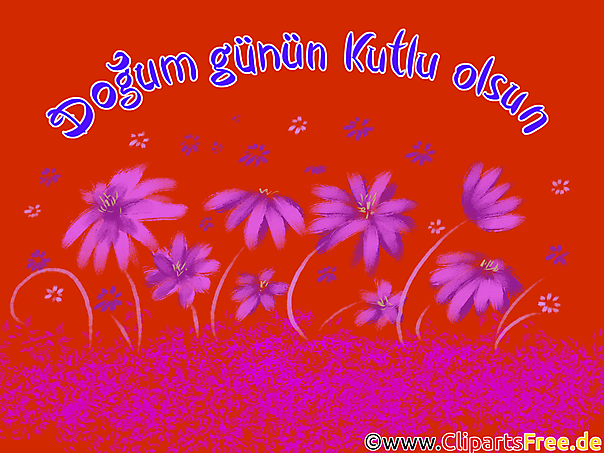 Glückwunsch zum Geburtstag auf Türkisch, Clipart, Bild