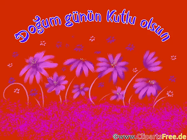 Glückwunsch zum Geburtstag auf Türkisch, Clipart, Bild