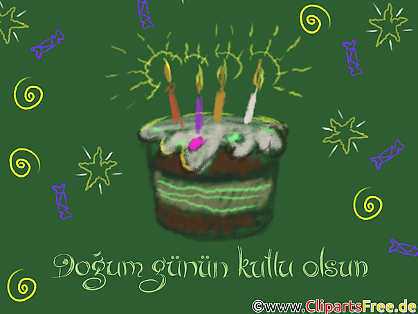 Glückwunschkarte auf Türkisch zum Geburtstag Clipart, Bild