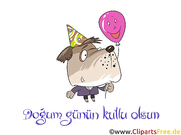 Herzlichen Glückwunsch zum Geburtstag auf Türkisch Bild, Illustration Clipart