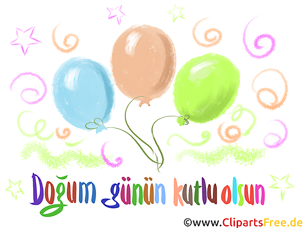 Luftballons Glückwunsch zum Geburtstag auf Türkisch, Clipart, Bild
