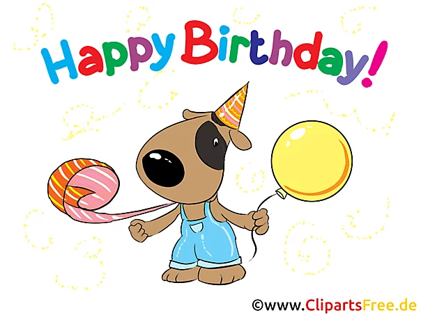 Happy Birthday Hund Karte, Clipart, Bild