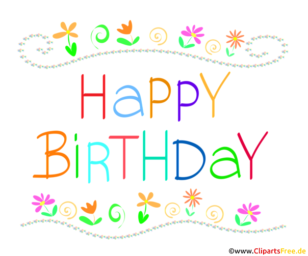 Blumenranken mit Text Happy Birthday - Cliparts zum Geburtstag