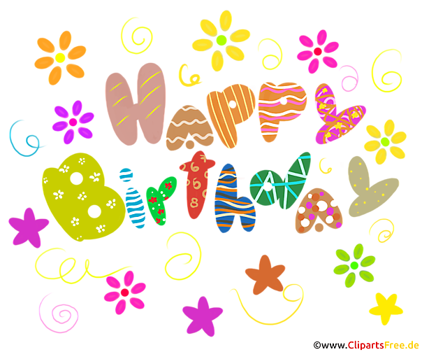 Bunte Schrift Happy Birthday Clipart