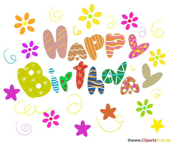 Bunte Schrift Happy Birthday Clipart