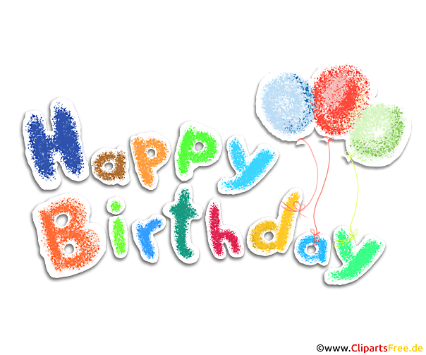 Clip Art Happy Birthday Buchstaben mit  Luftballons