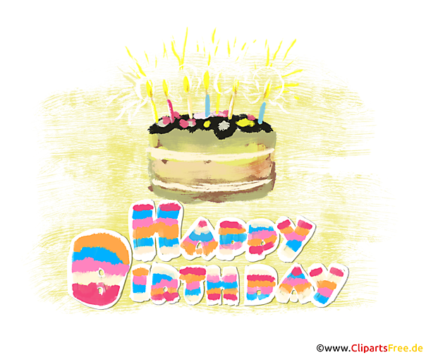 Geburtstagstorte zum Geburtstag mit Kerzen Clipart gratis