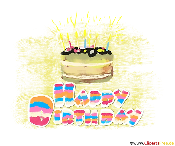 Geburtstagstorte zum Geburtstag mit Kerzen Clipart gratis