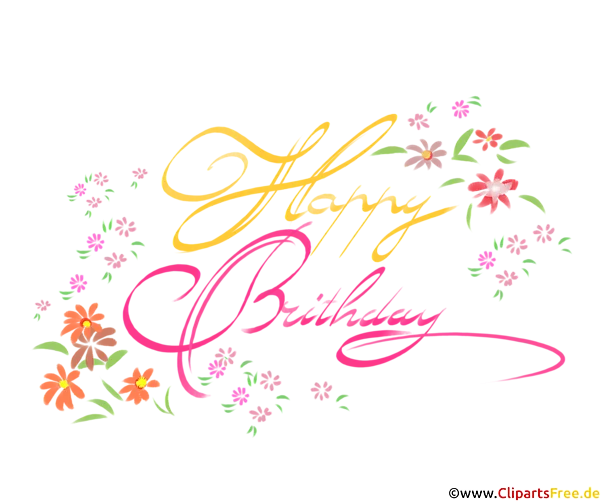 Handschrift Happy Birthday im Frühlingsstil zum Drucken