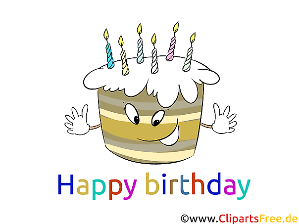 Illustration Torte zum Geburtstag mit Happy Birthday Überschrift