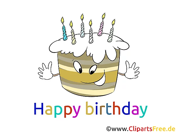 Illustration Torte zum Geburtstag mit Happy Birthday Überschrift