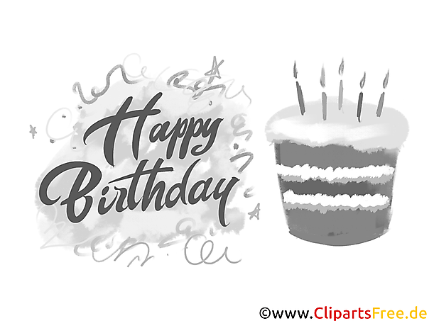 Schwarz-weises Vintage Clipart zum Geburtstag
