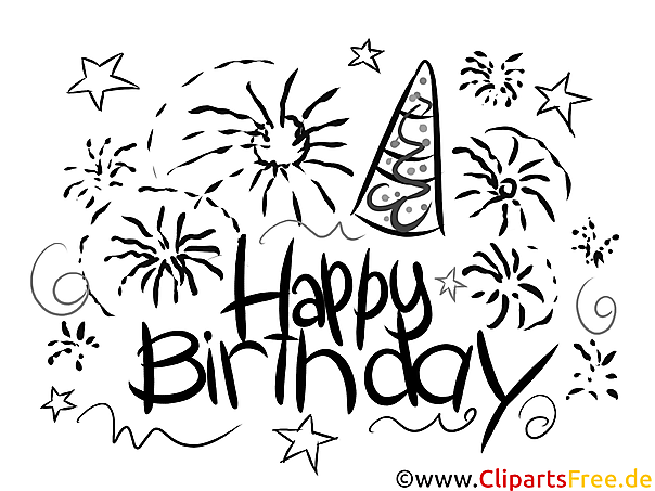 Schwarz-weisse Cliparts zum Geburtstag