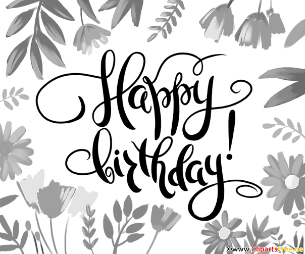 Schwarz-weisser Schriftzug Happy Birthday - PNG Clipart