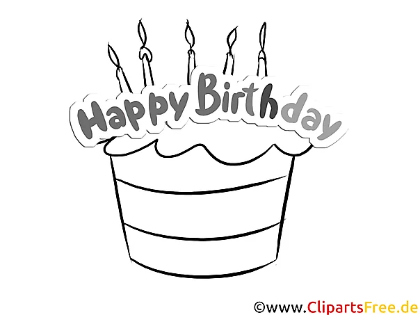 Schwarz-weisses Bild mit Torte zum Geburtstag