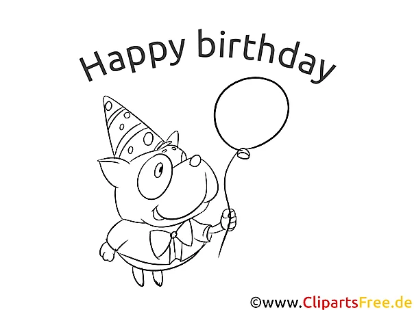 Schwarz-weisses Clipart Happy Birthday