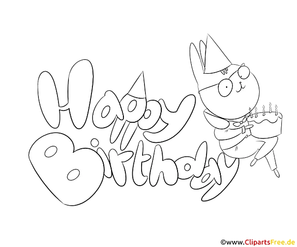 Sort og hvid tekst Tillykke med fødselsdagen til maling