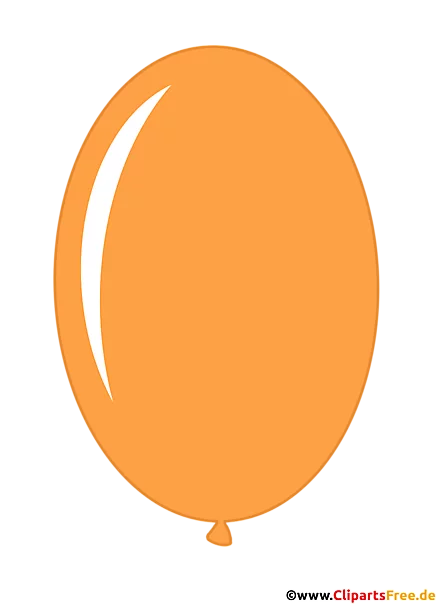 Ovaler Luftballon in Farbe Orange im Cartoonstil Clipart, Bild, Illustration