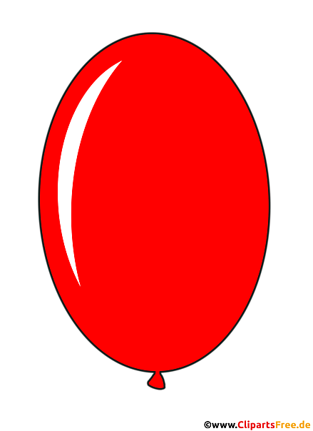 Ovaler Luftballon in Farbe Rot im Cartoonstil Clipart, Illustration