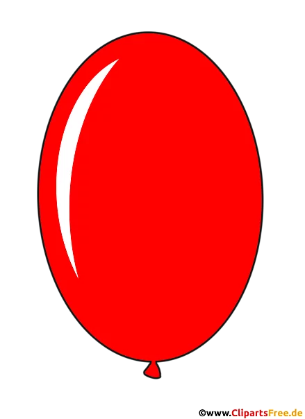Ovaler Luftballon in Farbe Rot im Cartoonstil Clipart, Illustration