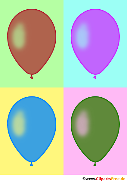 Vier Luftballons in Vintagefarben Pop Art Illustration