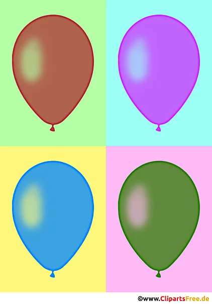 Vier Luftballons in Vintagefarben Pop Art Illustration