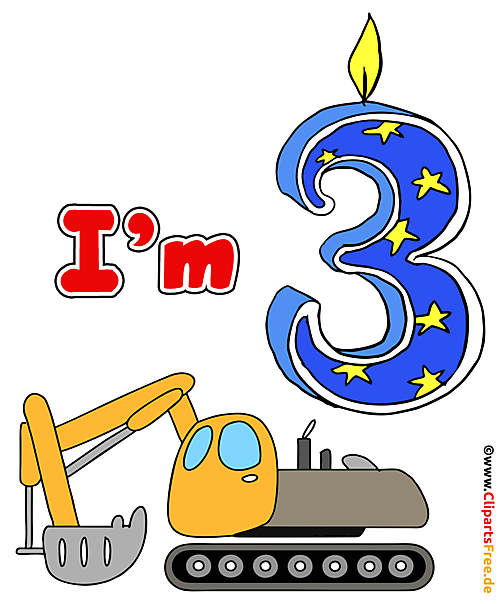 3 Jahre alt T-Shirt Design mit Bagger kostenlos