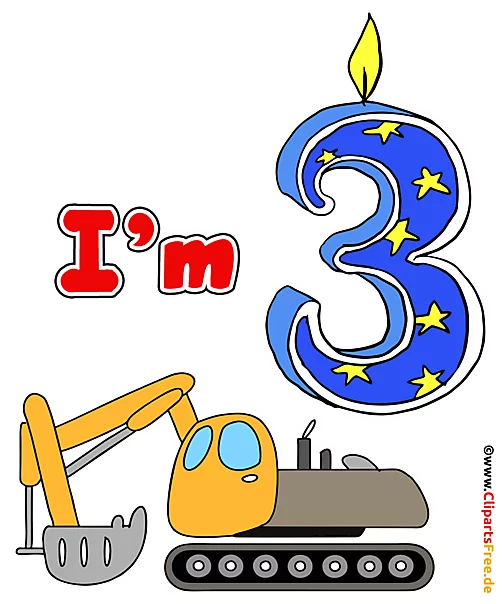 3 Jahre alt T-Shirt Design mit Bagger kostenlos