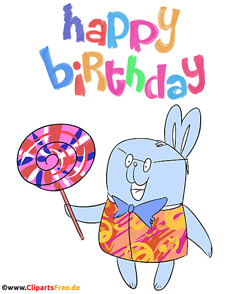 Happy Birthday T-Shirt Design mit Kaninchen und Lutscher 4500 x 5400 px