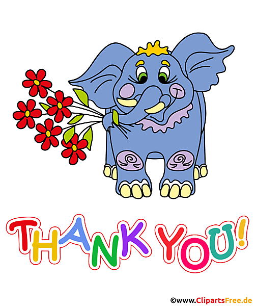 Thank you T-Shirt Design mit blauem Elefant und Blumen