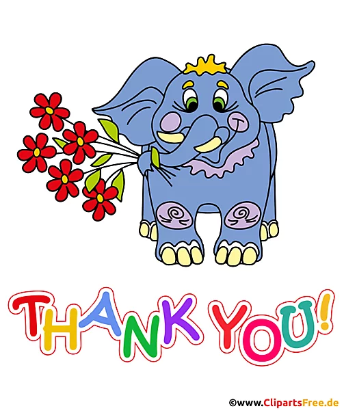 Thank you T-Shirt Design mit blauem Elefant und Blumen