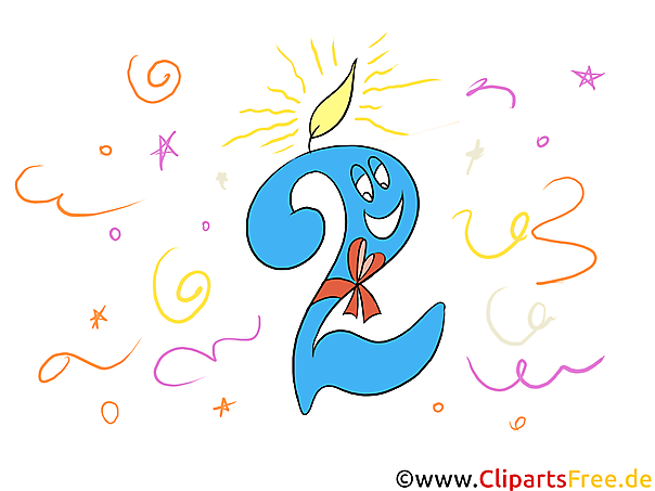2 Zahlen Clipart zum Geburtstag kostenlos