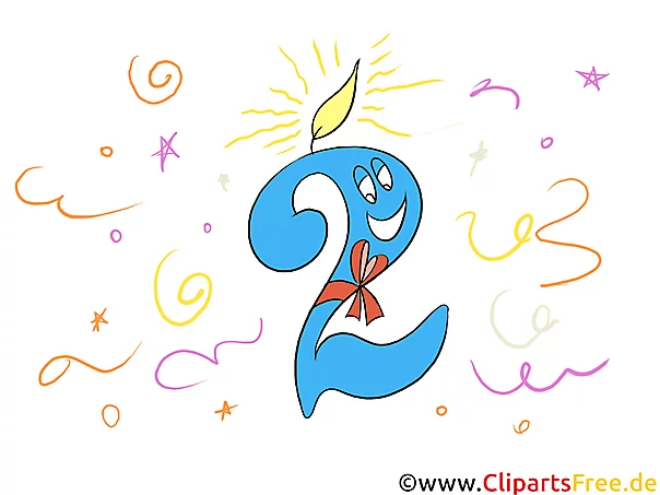 2 Zahlen Clipart zum Geburtstag kostenlos