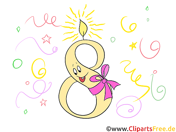 8 Zahlen Clipart zum Geburtstag kostenlos