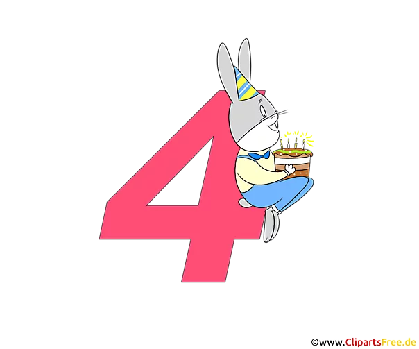 Bunte Zahl 4 (Zahl Vier) als Template