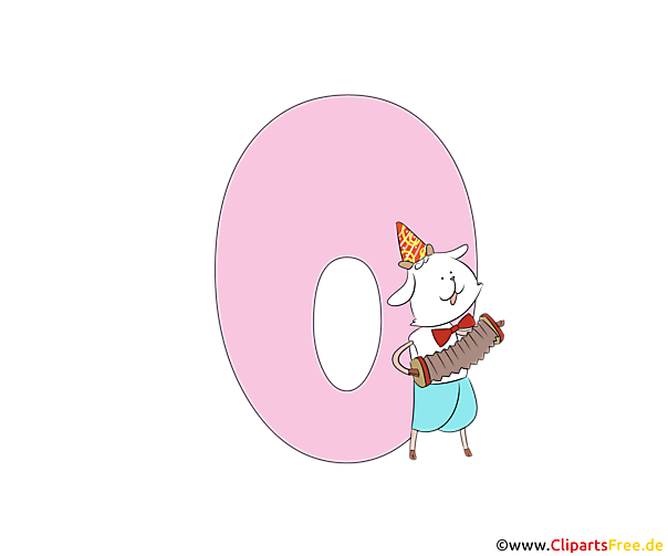 Cartoonzahl 0 (Null) Vorlage zum Drucken