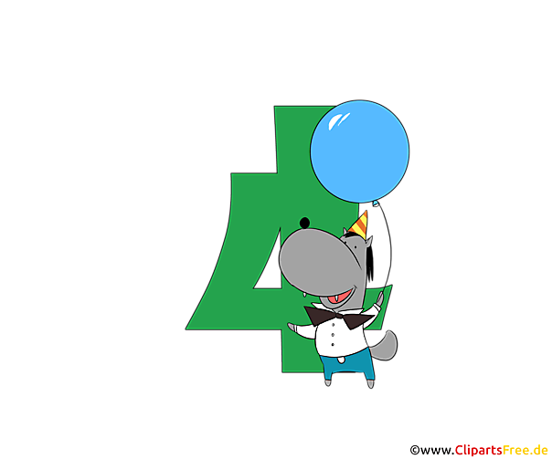 Cartoonzahl 4 (Vier) Clip Art zum Downloaden