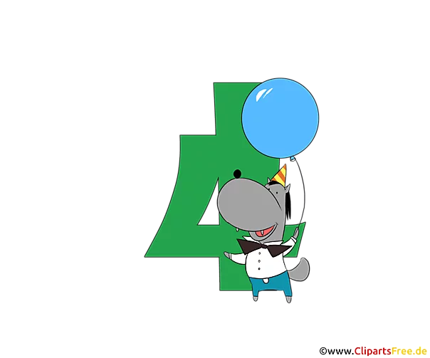 Cartoonzahl 4 (Vier) Clip Art zum Downloaden