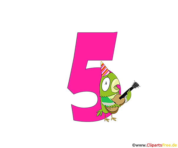Cartoonzahl 5 (Fünf) lustige Vorlagen zum Geburtstag