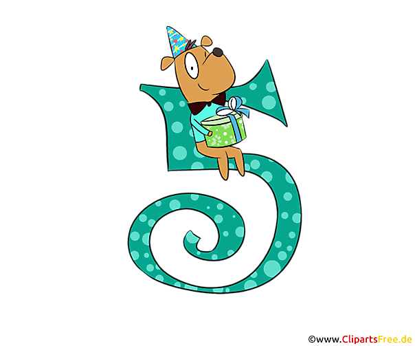 Geburtstagszahl 5 Clip Art kostenlos