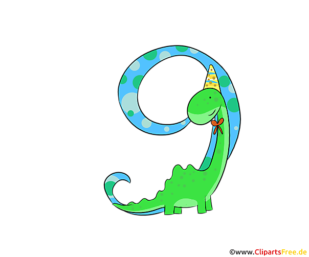 Geburtstagszahl 9 Clipart zum Ausschneiden