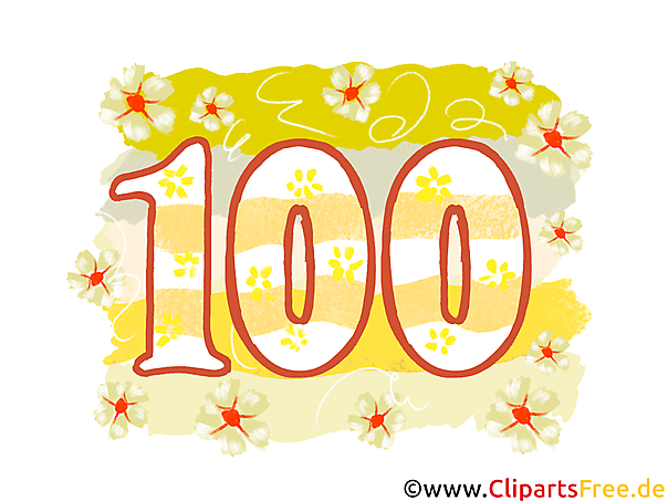 Grafik 100 - Gratis Clipart-Bilder mit Zahlen zum Drucken