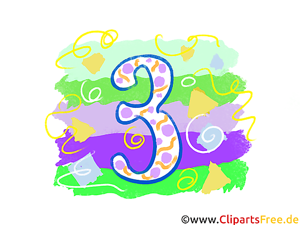 Grafik 3 - Gratis Clipart-Bilder mit Zahlen zum Drucken