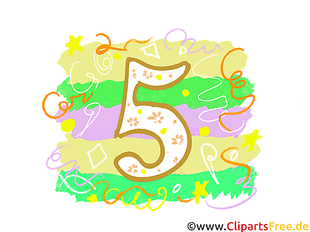 Grafik 5 - Gratis Clipart-Bilder mit Zahlen zum Drucken