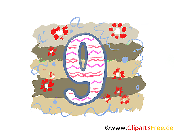 Grafik 9 - Gratis Clipart-Bilder mit Zahlen zum Drucken