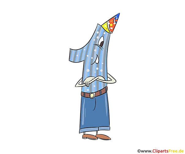 Lustige Zahl 1 zum Ausdrucken zum Geburtstag