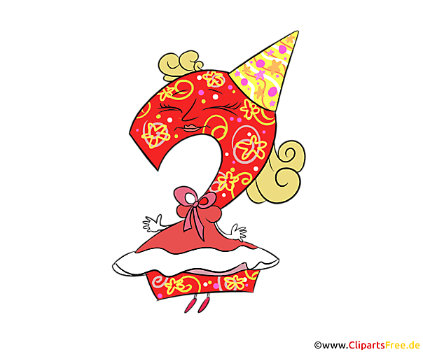 Lustige Zahl 2 zum Ausdrucken zum Geburtstag