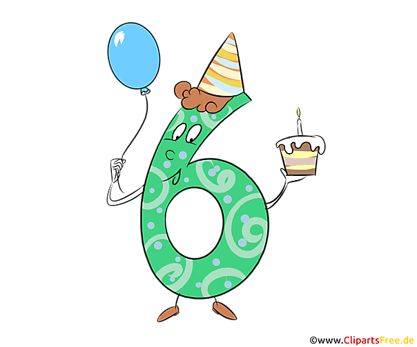 Lustige Zahl 6 für Gestaltung von Glückwunschkarten